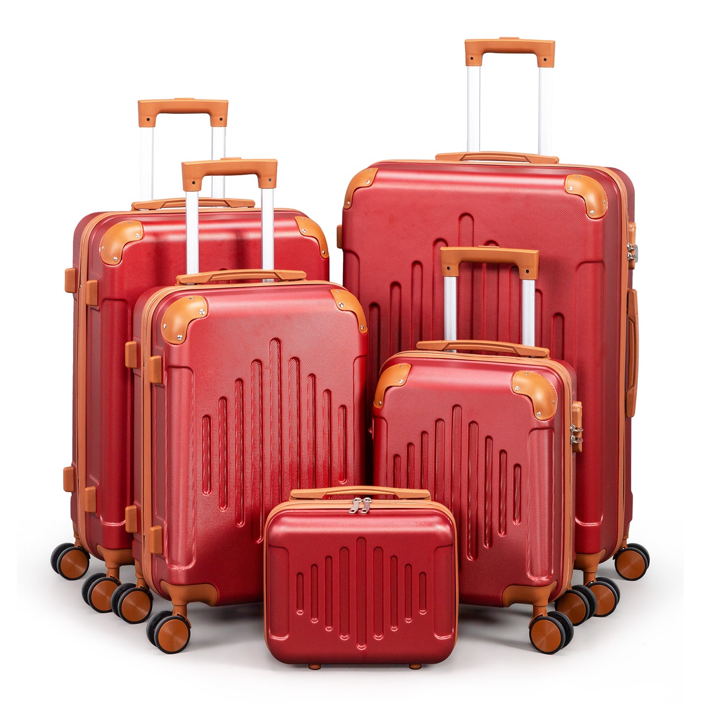 5-Piece Luggage Set Suitcases with Lock, 12/16/20/24/28 Inch Lightweight Trolley Case, Durable PP Material for Men Women, Ideal for Travel & Long Journeys