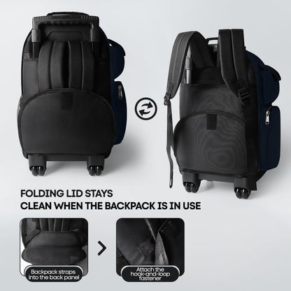 20 Inch Travel Rolling Backpack with Retractable Handle,Large Capacity Backpack with Wheels for Women & Men,Printing Travel Trolley Suitcase Bag for Weekend, School, Overnight, Work