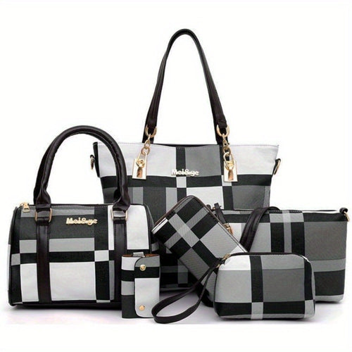 6pcs Womens Handbags Tote Bags Shoulder Bag Purses Satchel Bag Top-Handle Handbag Crossbody Bag Wallet Clutch