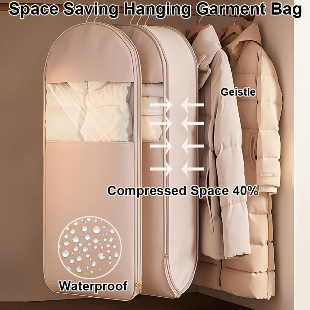 1pc Compressible Suspended Garment Bag with Transparent Window-Space - Saving Storage for Coats, And Suits, 27 Inches Or MoreHeight, Ideal for Closet Organizing, Closet Storage Boxes-Transparent Window Design - Zipper Closure, Clothes Storage Rack