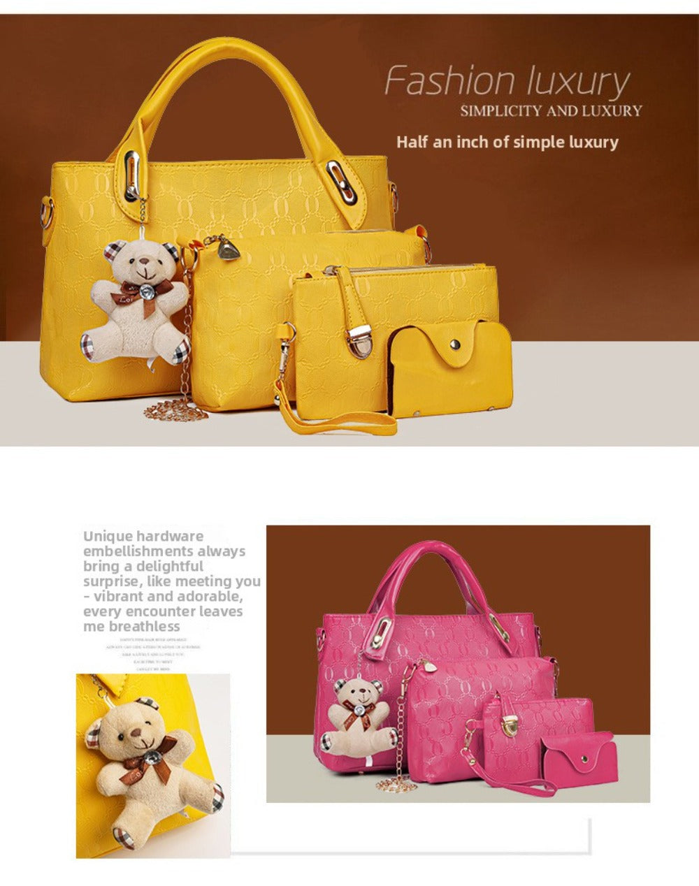 2025 New Trendy Leisure Four-Piece Set for Mothers And, Women'S Single-Shoulder Crossbody Handbag