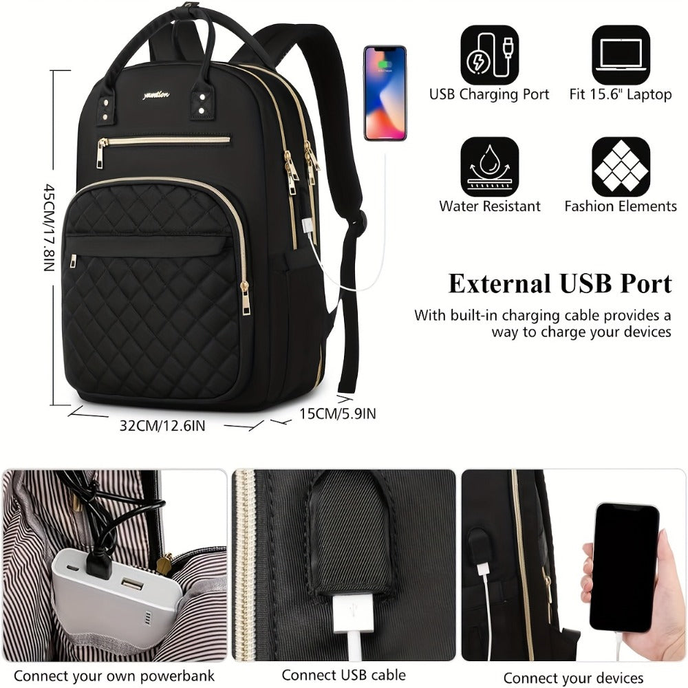 Laptop Backpack Women, School Backpack for Teen Girl USB Bookbag for Business Work Office College Students Teacher