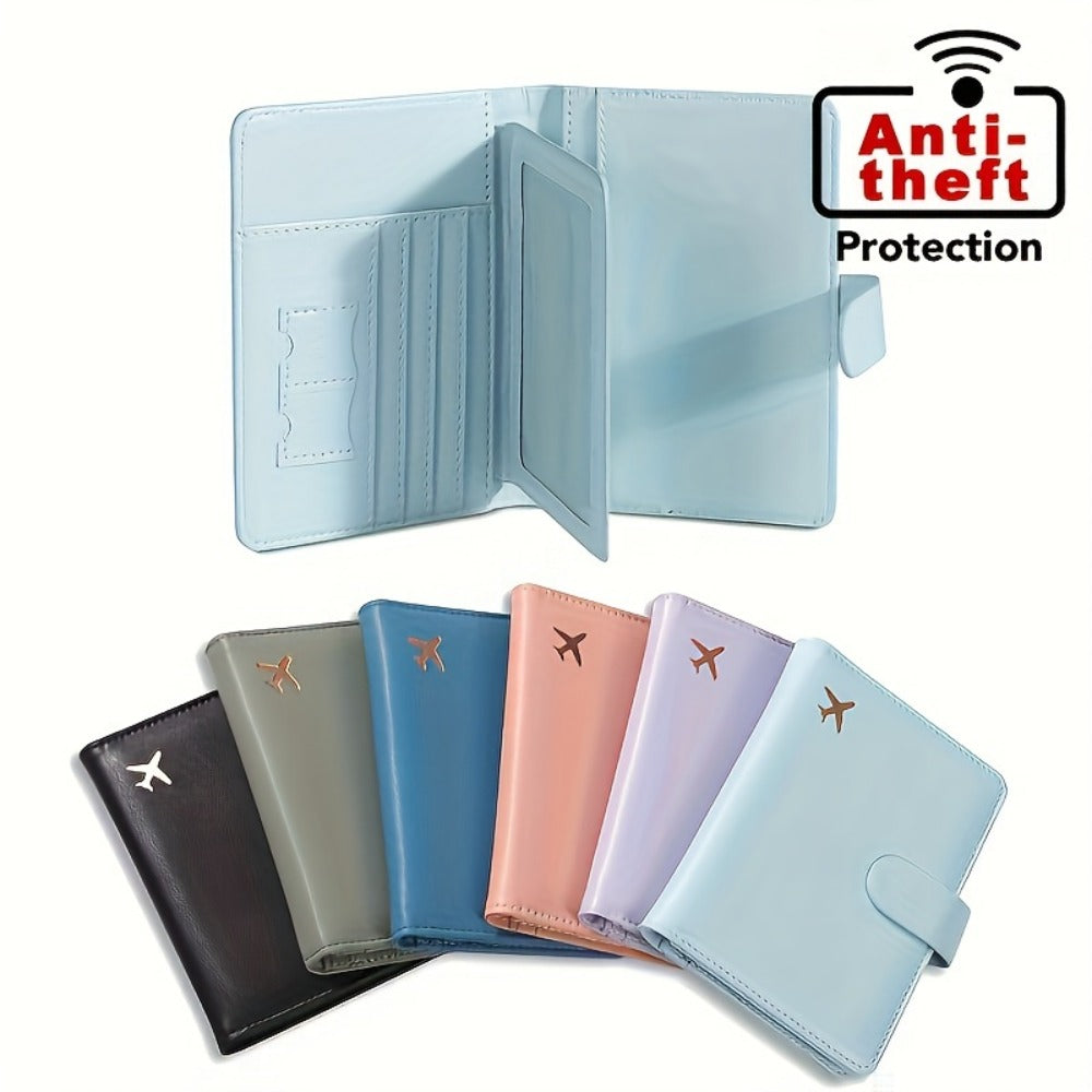 RFID Blocking -Theft Passport Holder Suitable for Women & Men - ic Closure Travel Wallet with Card Slots, Compact Passport Cover, -Skimming for Airports & Train Stations (Daily Use)
