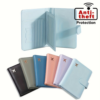 RFID Blocking -Theft Passport Holder Suitable for Women & Men - ic Closure Travel Wallet with Card Slots, Compact Passport Cover, -Skimming for Airports & Train Stations (Daily Use)