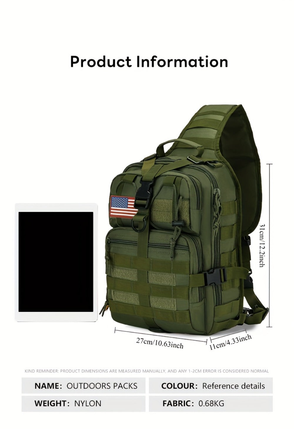 Backpack for Women – Adjustable Strap, Tactical Sling Gallon Single Hiking | Bag Vero – detail view 29