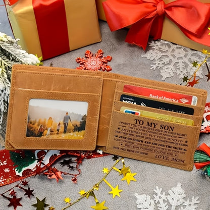 Genuine Faux Leather Front Pocket Wallet, Ultra-thin Wallet, Minimalist Credit Card Wallet with RFID Protection Function, Gift (from Mom to Son), Christmas Gift, Gift for Son, Men's Gift