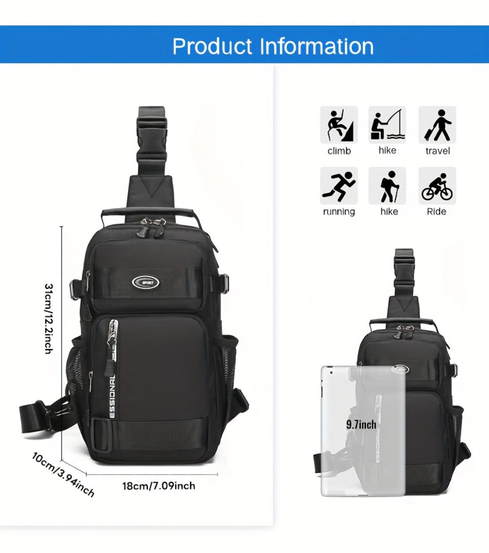 Men's Chest Bag Crossbody Sling Bag for Women Large Capacity Fashionable Travel Casual Phone Holder Gift for Boyfriend Him Perfect Gift Idea Four Types Of Carrying Methods Single Shoulder, Crossbody, Double Back, Handbag
