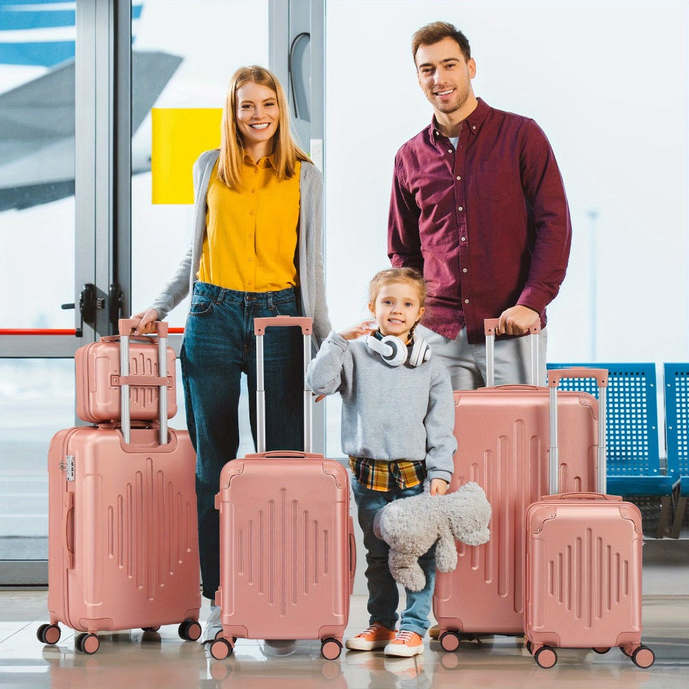 2/ 3/ 4/ 5pcs Trolley Case with 2 Wrapped Corners Diamond Stripe ABS Trolley Case Iron Trolley, with 12/ 16/ 20/ 24/ 28-Inch Sizes, Durable And Fashionable, with TSA Lock, Lightweight Travel Suitcases Ideal for Frequent Travelers And Long Journeys