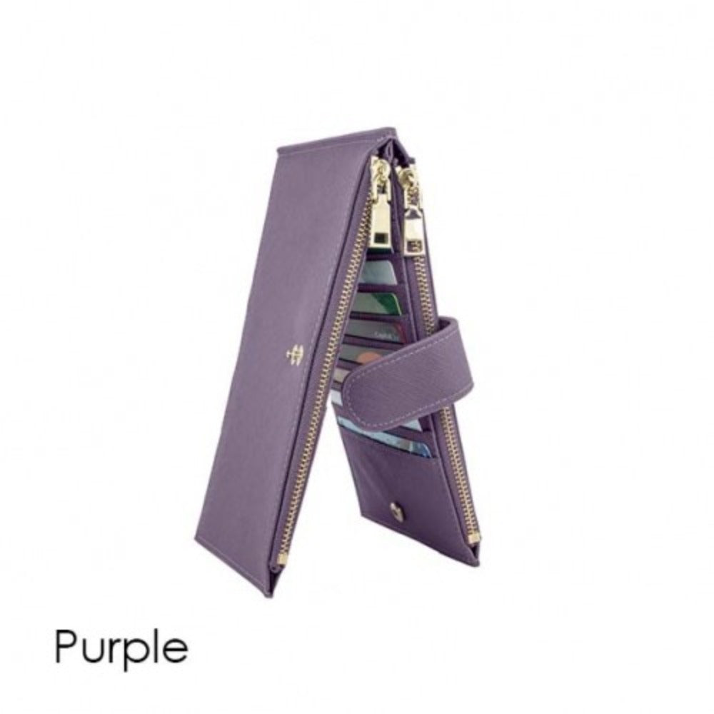Bifold Multi Card Case Wallet with Zipper Pocket with RFID Blocking