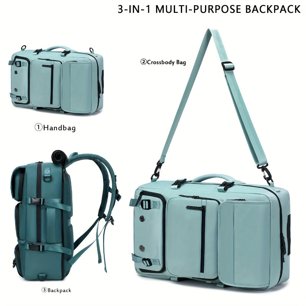 [3-in-1 Convertible Backpack] 3-in-1 Convertible Backpack for Men & Women - Durable, Spacious Business Laptop Bag & Travel Backpack with Shoe Compartment | Ideal for Work, School, Commute, Air Travel | Available in Black & Green - Great Gift for Professio