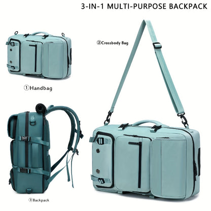 [3-in-1 Convertible Backpack] 3-in-1 Convertible Backpack for Men & Women - Durable, Spacious Business Laptop Bag & Travel Backpack with Shoe Compartment | Ideal for Work, School, Commute, Air Travel | Available in Black & Green - Great Gift for Professio