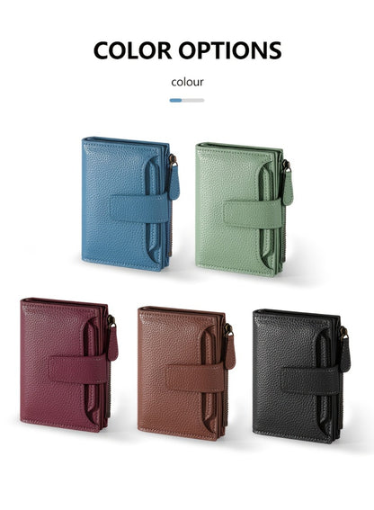 RFID Blocking Bifold Wallet for Women Compact Soft Faux Leather Card Holder with Zipper Coin Pocket & 4 ID Windows Slim Minimalist Small Wallet