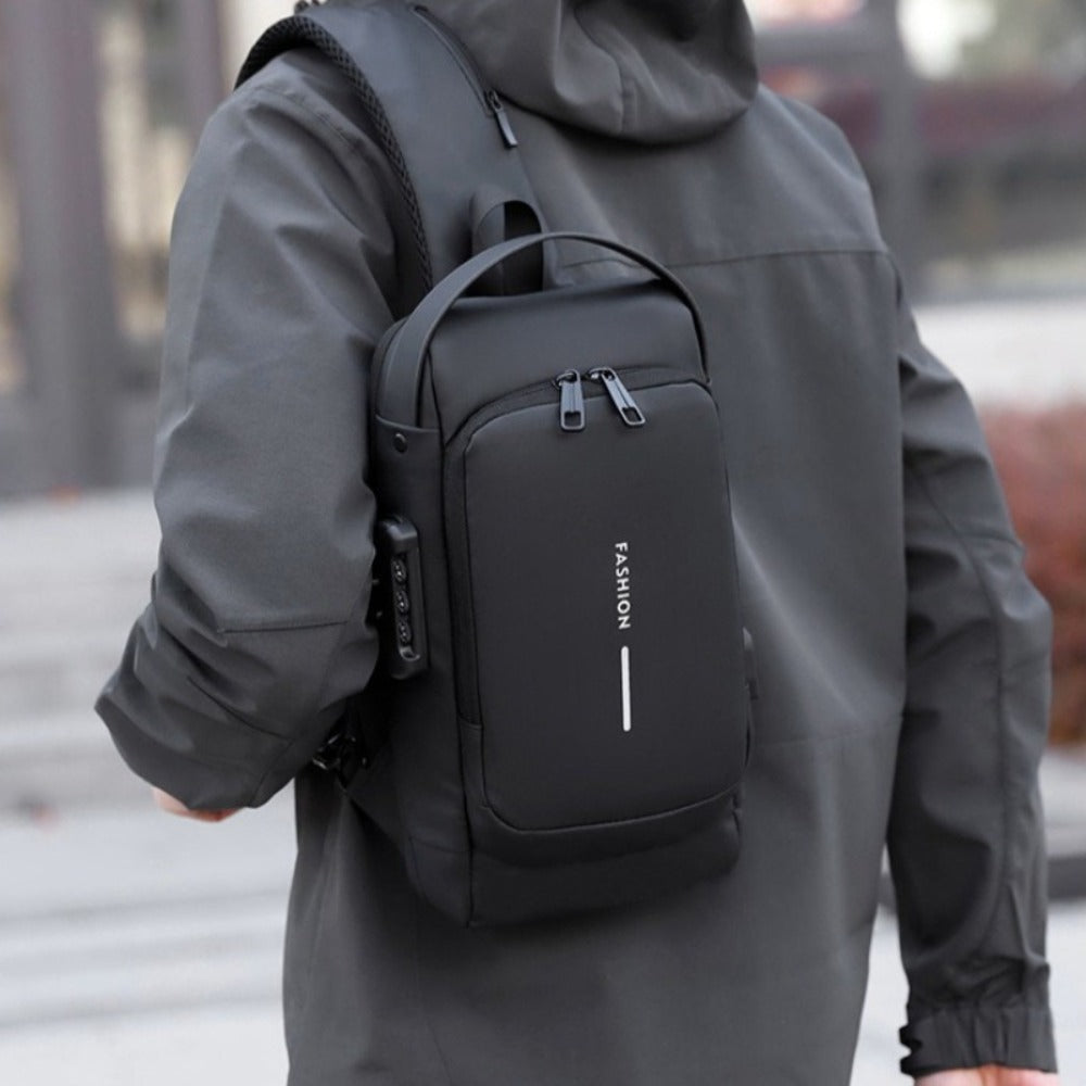 Combination Lock Security Chest Bag - Large Business Crossbody, Durable Travel & Work Tote