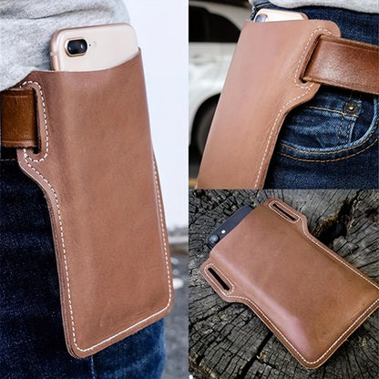 1pc Of  Cowhide Phone Waist Cover, Men's Waist Bag, Men's Belt Phone Bag Suitable for 6-7 Inch Smartphones