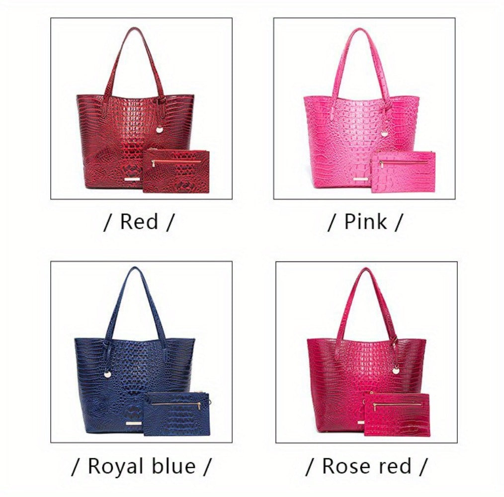 Tote Bag for Women – Large Capacity, Crocodile Pattern Two Piece Set | Bag Vero – detail view 24