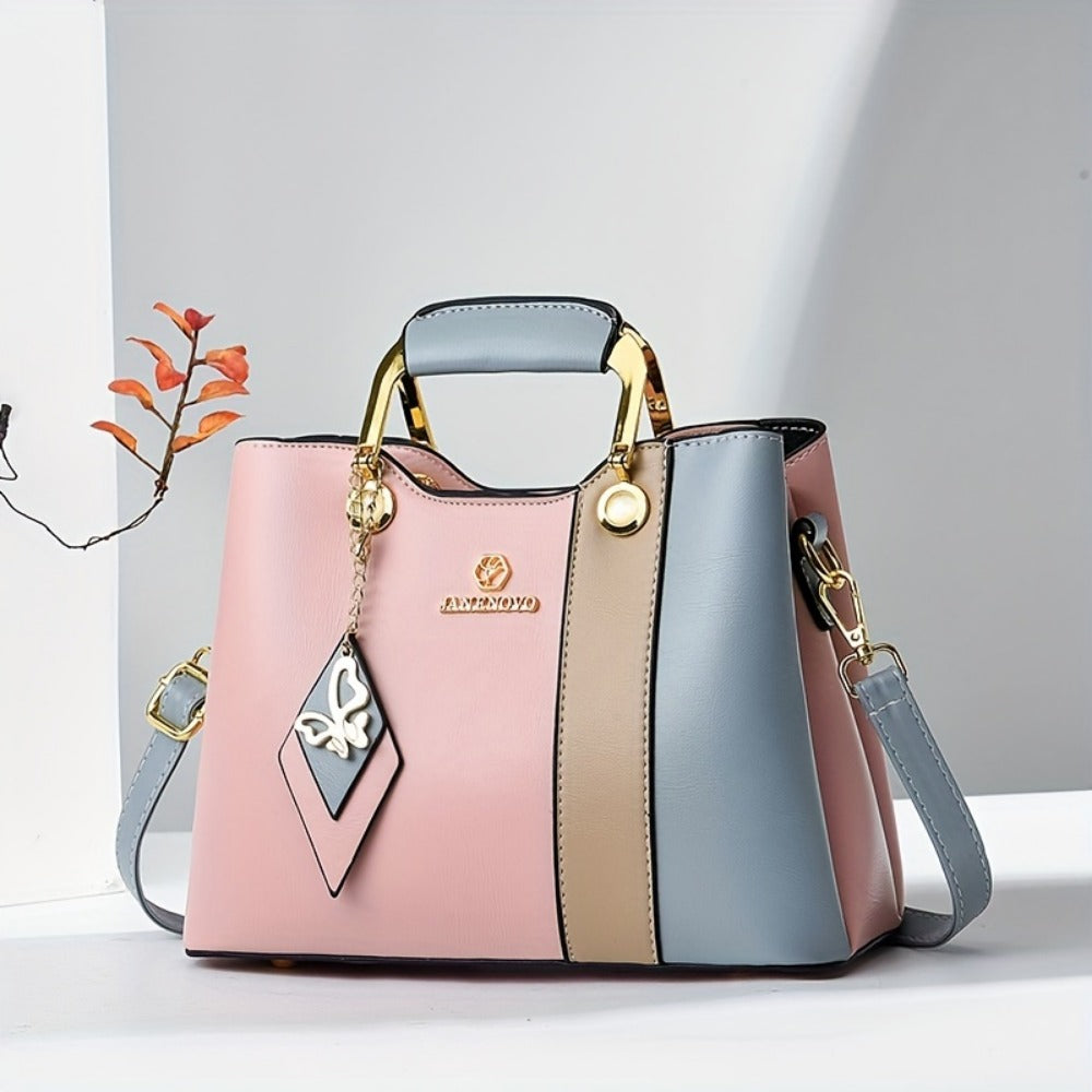 Crossbody Bag for Women – for Travel & Work, Color Block Navy White Contrast | Bag Vero – detail view 4