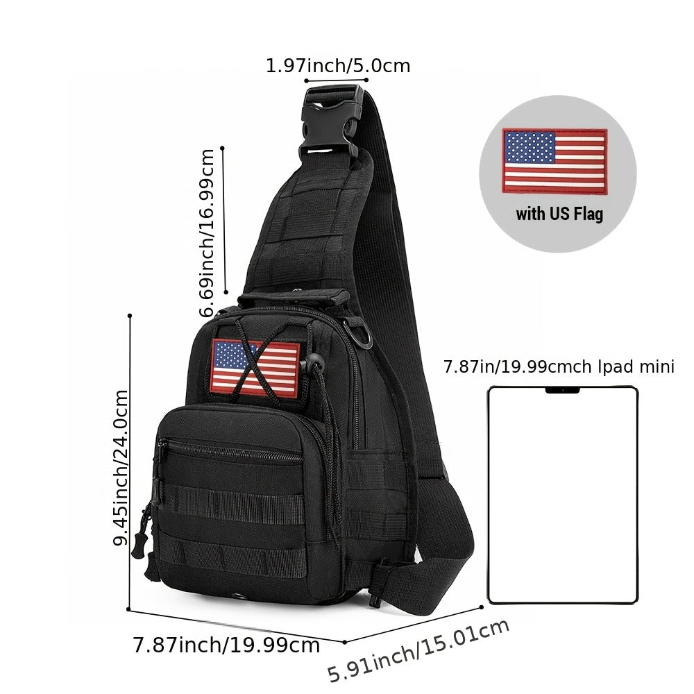 Men's Chest Bag, Durable Oxford Cloth, for Camping, Outdoor Travel, and Cycling, Crossbody Bag with Phone Pocket, Outdoor Leisure Single-Pack Backpack