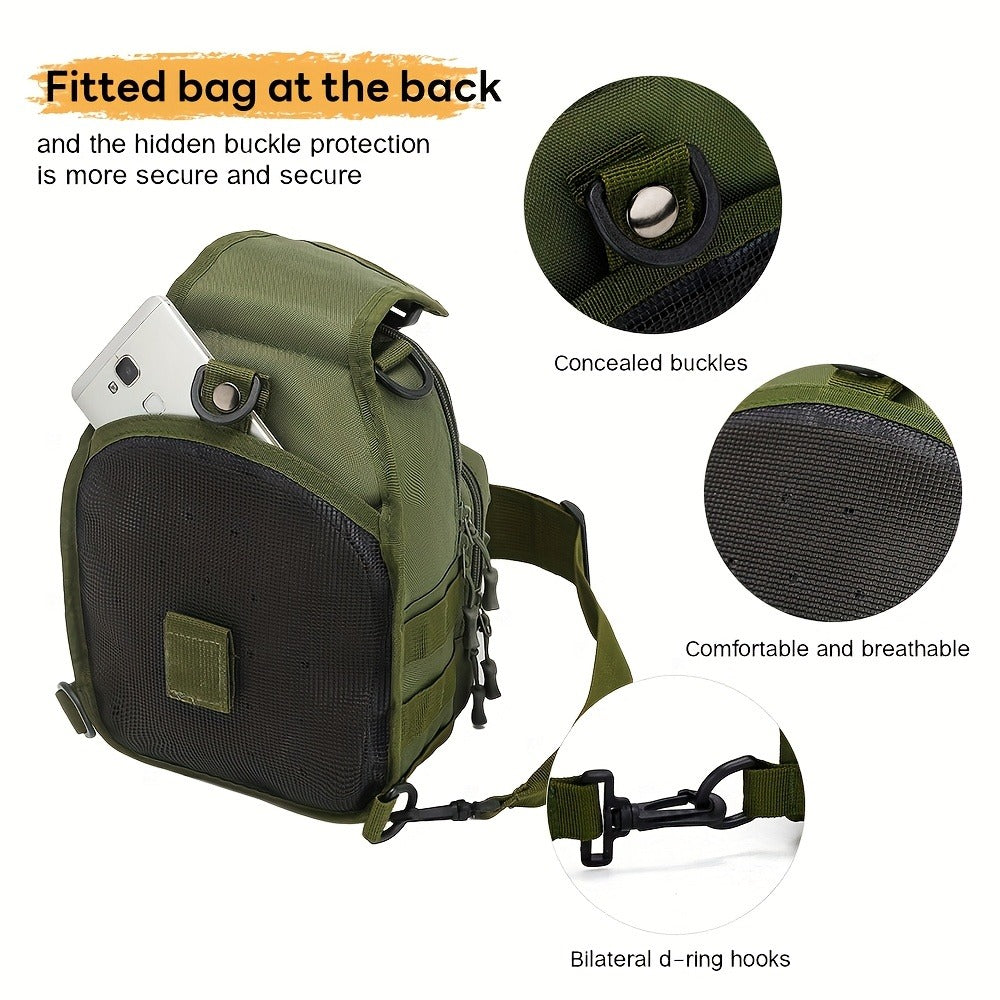 Tactical Chest Bag for Men Women - Digital Camo Design - Multiple Compartments & Molle System - Perfect for Outdoor, Hiking, Cycling, Enthusiasts - Small Items Carrier with US Flag Patch, Outdoor Gear, Hiking Accessories, Rugged Look, Sturdy Zipper, Highq