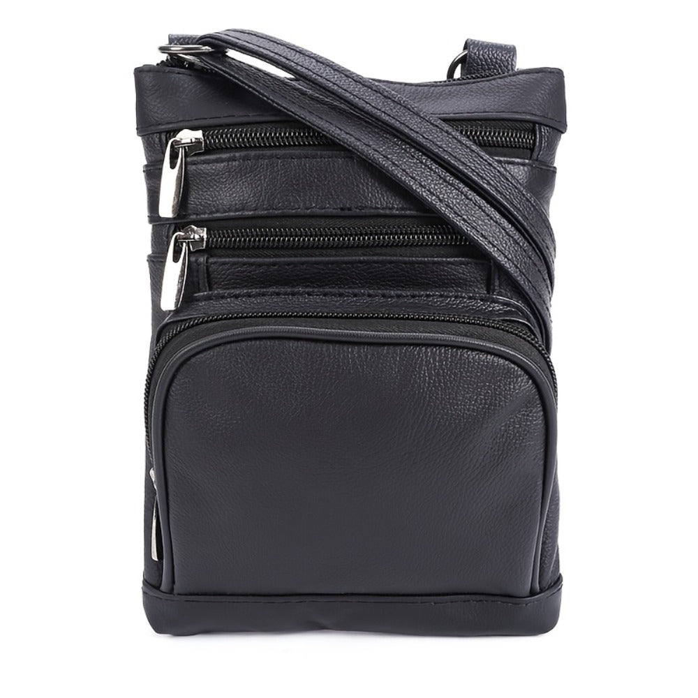 Genuine Leather Shoulder Bag, Adjustable Shoulder Strap Messenger Bag, Fashionable Handheld Design, Multifunctional Smartphone Storage Bag