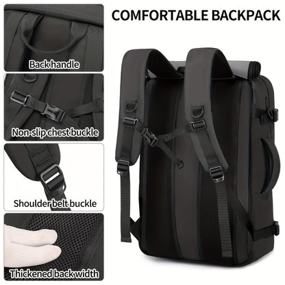 Men's travel backpack with laptop compartment, shoe compartment and adjustable strap - hiking, business and outdoor adventures