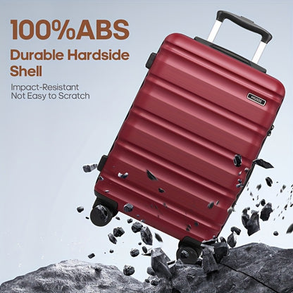 ABS Hard Shell Luggage Set, Including A 20-inch Expandable Backpack Carry-on Luggage (the Luggage Is Not Expandable), Equipped With YKK Zipper Design And TSA Customs Lock, With A Total Of 3pcs, Specially Crafted For Travel And Business Trips.