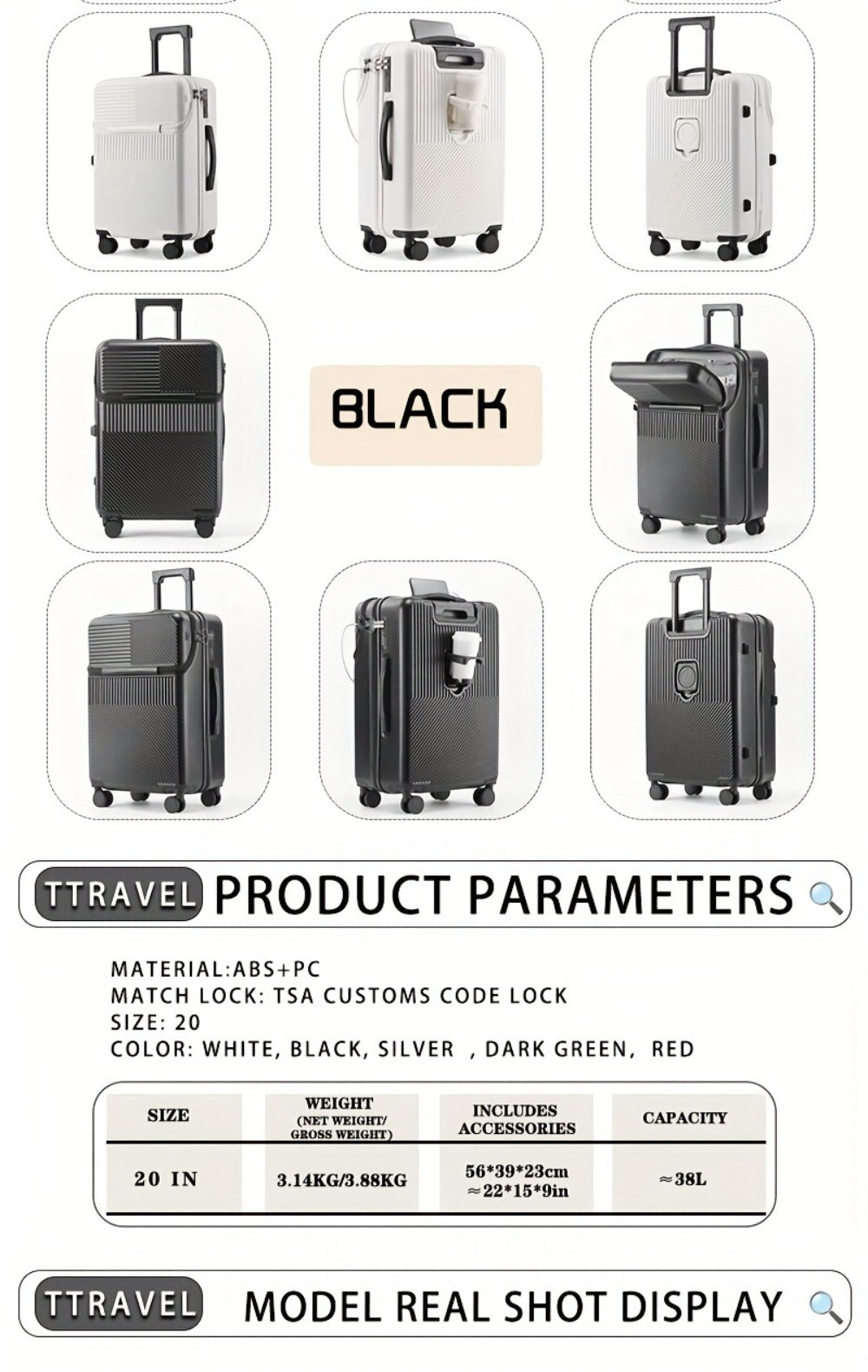 All-purpose Luggage Is A Must-have for Travel. 20-inch Luggage Is Available with USB