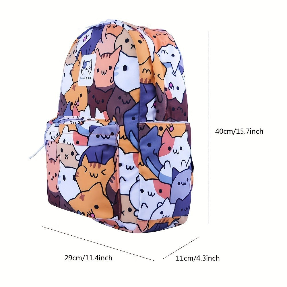 Ideal Present - Educational Backpack - 1pc Adorable Feline Design Rucksack, Trendy Backpack - Computer Bag - Academic Backpacks - Spacious, Honeycomb Air Cushion for Weight Relief, Suitable for Various Situations Like Outings, Shopping, School, Etc