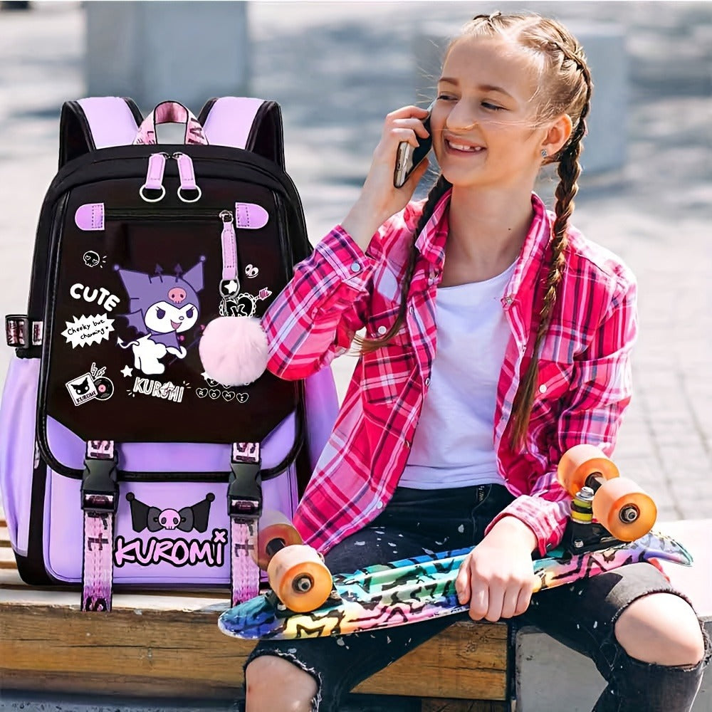 Sanrio Kuromi Backpack Cartoon Laptop Backpack Cute Large Travel Bag Casual Backpacks