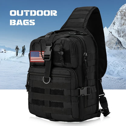 1pc 6.6gal Tactical Sling Backpack, Single Shoulder Crossbody Bag for Hiking Camping, Adjustable Strap Buckle & Smooth Zipper, Front D - ring Suspension, Outdoor EDC Pack with Flag Patch, Everyday Carry Gear for Men Women