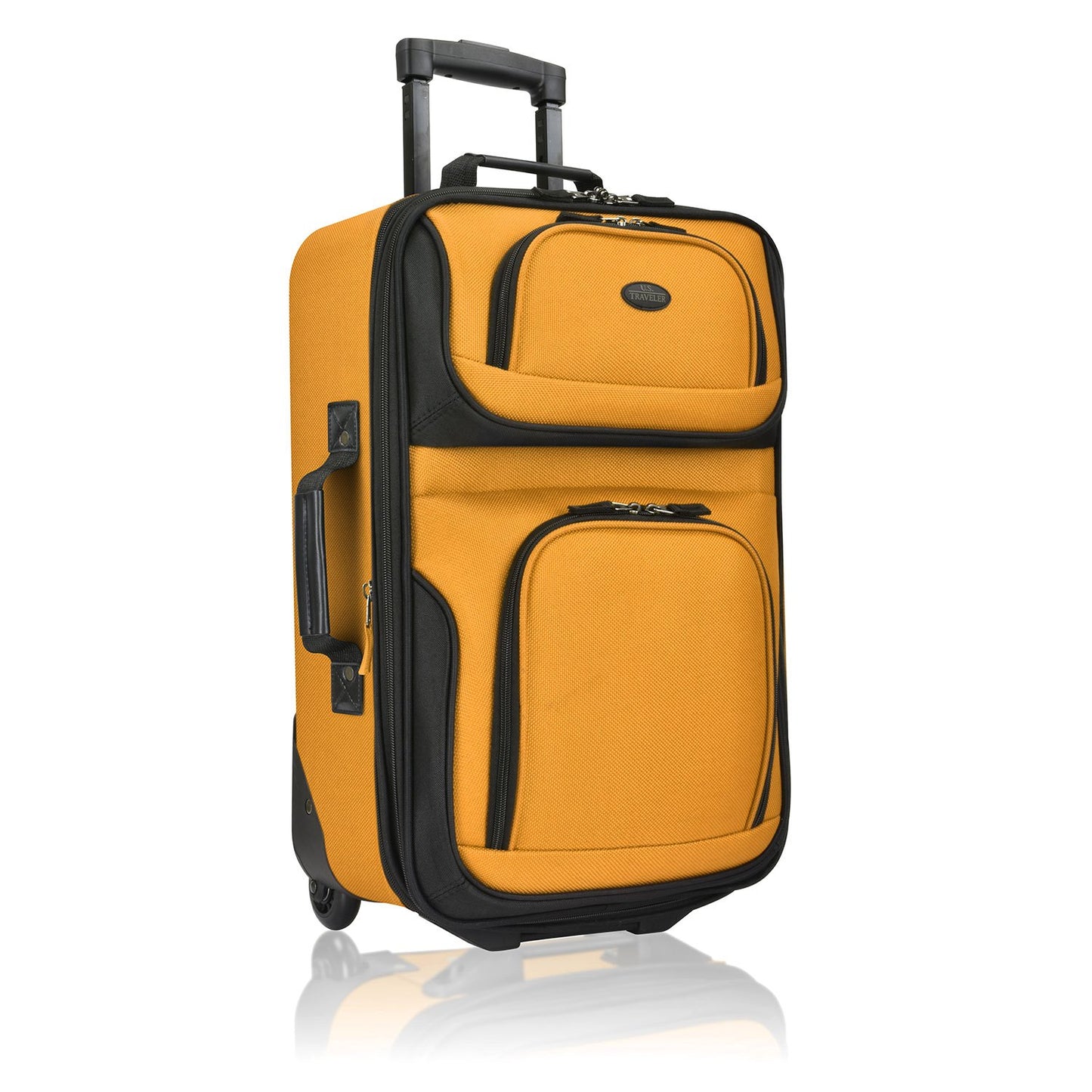 U.S Traveler Rio 2-Pcs Polyester Carry-onSuitcase w/ Tote | Soft Shell Lightweight, Softside Expandable & 360° Dual Spinner Wheels | Airline Approved 21" + 10" | Matching Color, Black, Blue, Green, Teal, Purple, Red, Yellow, Pink, Camo, Gray - Travel Lugg