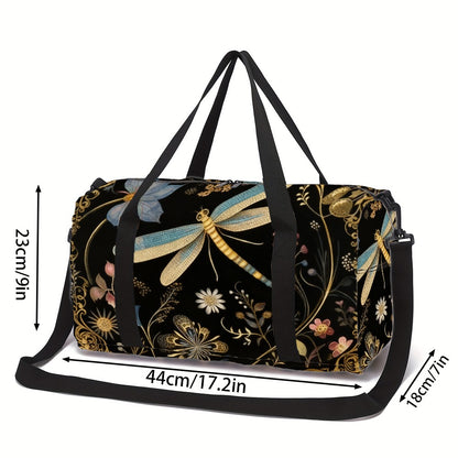 New Tide Wind Dragonfly Machine Washable for Gym Travel Suitcase-Fixable Large Capacity with Side/ Inner Pockets Daily Use (Great Gift) Adjustable Strap Unisex Fitness Yoga Bag - Durable Polyester