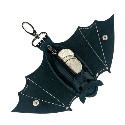Gothic-style Synthetic Leather Bat Coin Purse And Key Storage Case - A Convenient Wallet for On-the-go Use - A Distinctive Crossbody Bag Perfect for Travel, Photography, Makeup, Or As A Gift