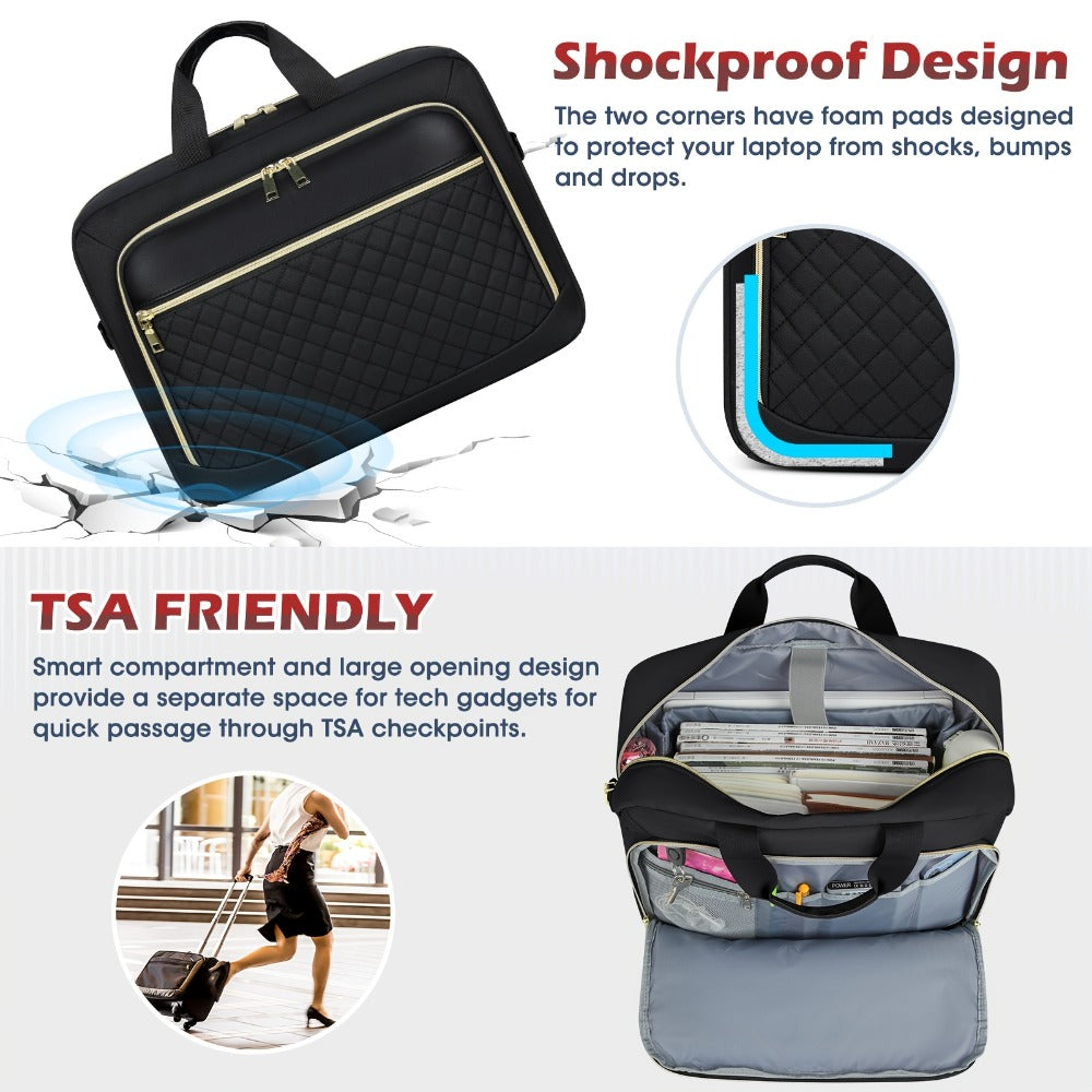 NEWHEY 17.3-Inch Laptop Briefcase for Men And Women, Large Shoulder Messenger Bag for Business, Office, And College, in Black