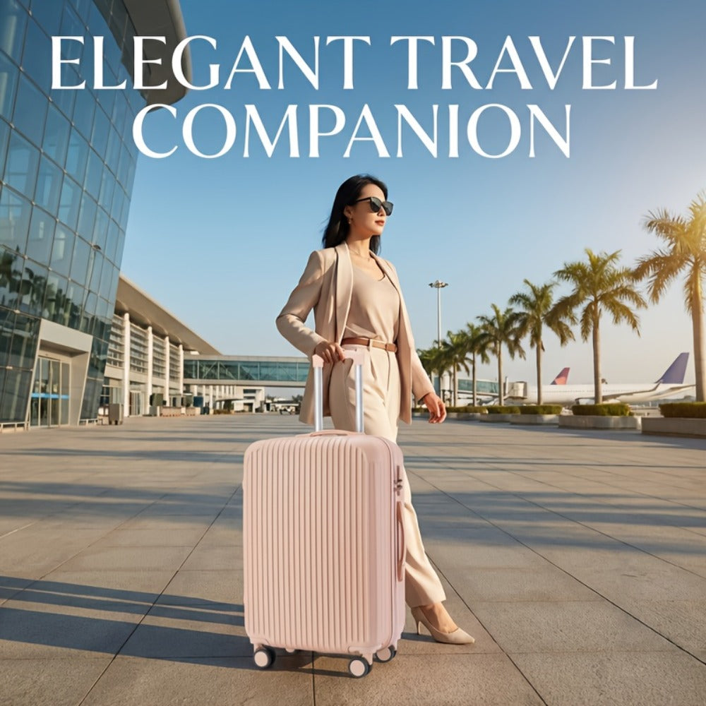 Lightweight Carry-On Suitcase Available in 20, 24, And 28 Inches, Featuring 360° Multi-Directional Wheels And a Combination Lock, with Checked Luggage Options in Pink for 24 And 28 Inches