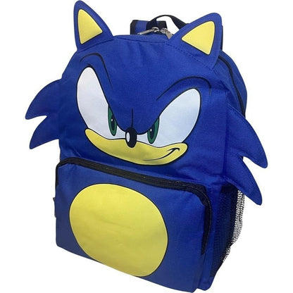 Ruz Sonic The Hedgehog 12" Big Face School Backpack With 3D Ears And Quills
