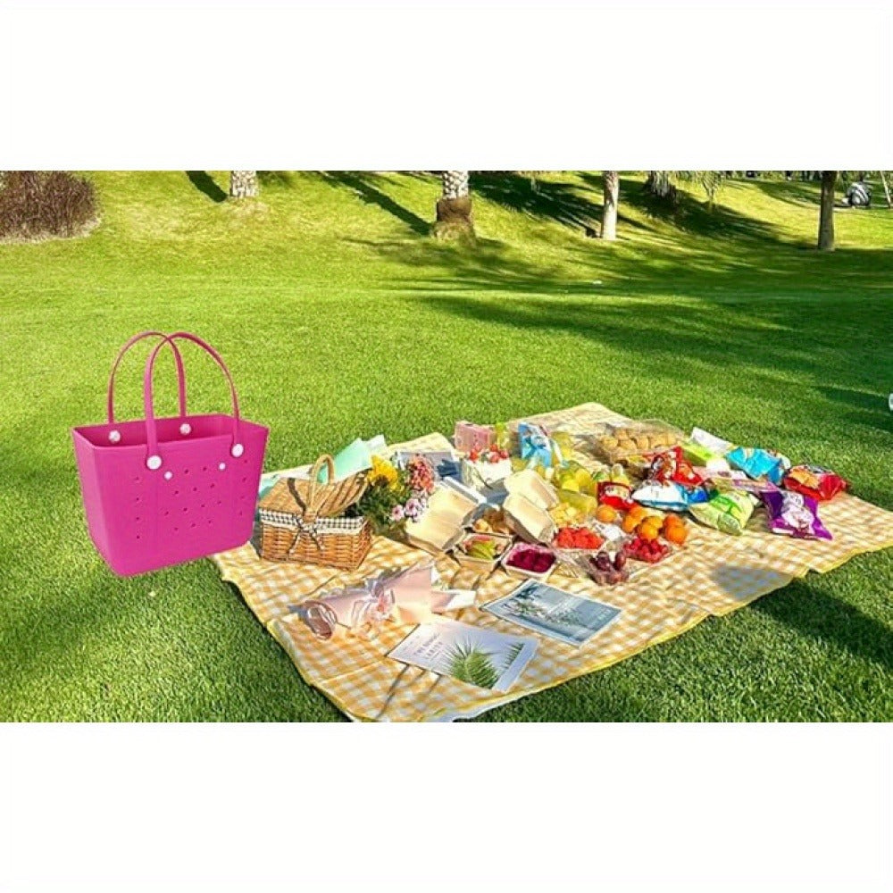 [Rubber Beach Bag] Extra Large Rubber Beach Bag Tote Bag | For Women Large Sandproof Travel Tote Bags For Beach Outdoor Sports
