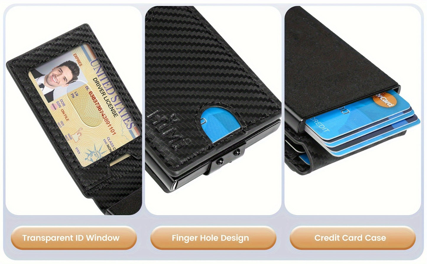 Minimalist Slim Wallet for Men with Money Clip RFID Blocking Wallet Pop Up Aluminum Case Credit Card Holder with Gift Box