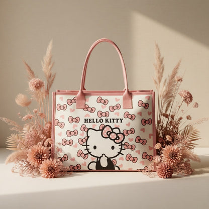 Sanrio Cute Hello Kitty Tote Bag. A Lovely Hello Kitty Shoulder Bag with A Large Capacity, Suitable for Trips. It Makes An Ideal Birthday Gift Or A Delightful Surprise for Festivals.