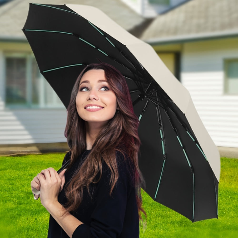 Windproof Automatic Umbrella 80 Reinforced Fiberglass Ribs, Stormproof 50+ For Men Women, Compact Folding Sun Rain Umbrellas