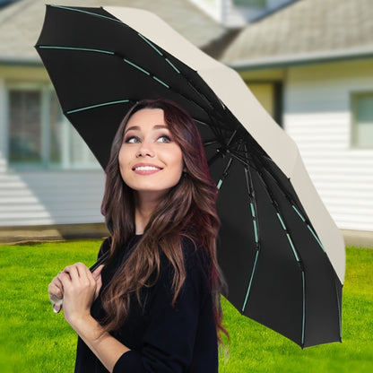 Windproof Automatic Umbrella 80 Reinforced Fiberglass Ribs, Stormproof 50+ For Men Women, Compact Folding Sun Rain Umbrellas