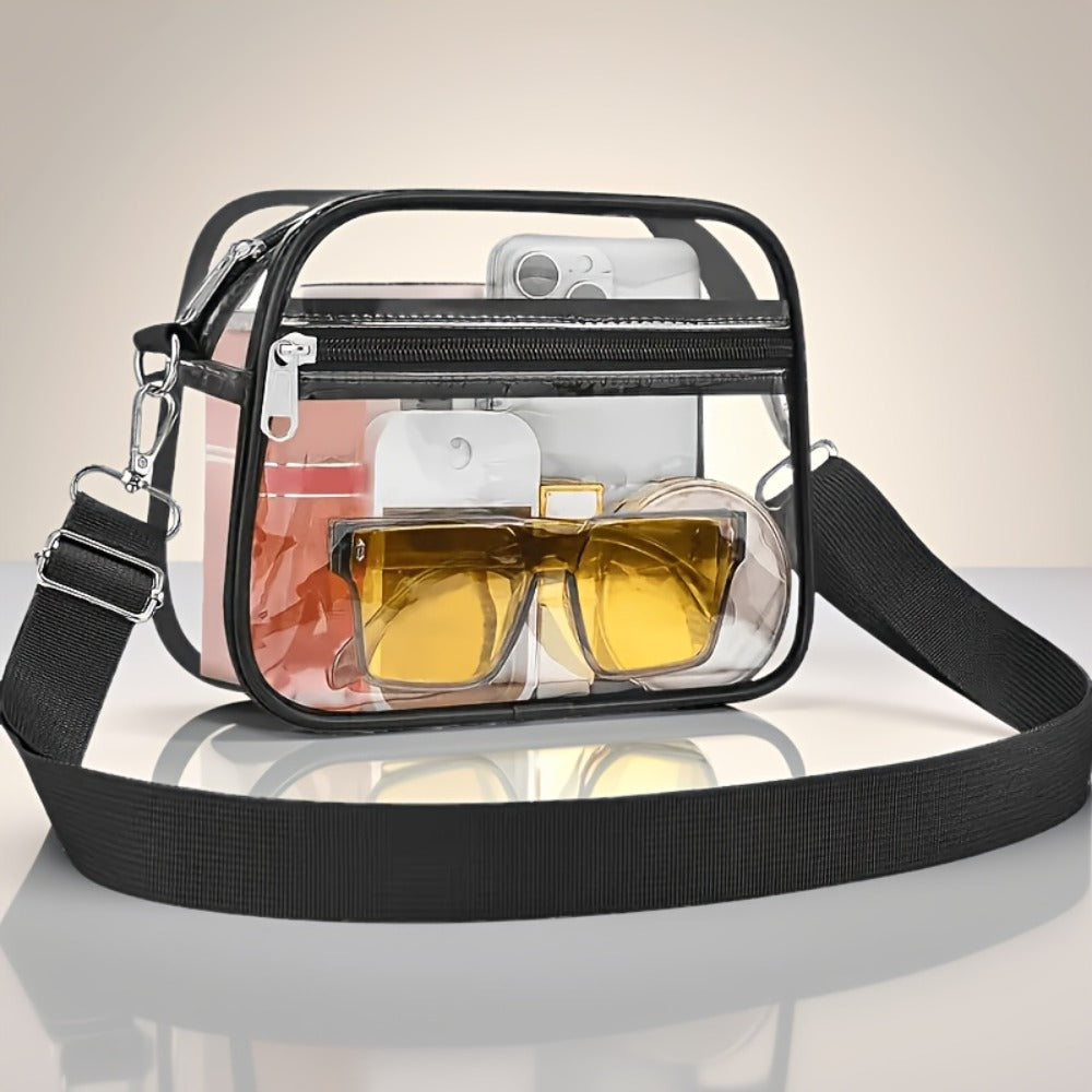 PVC Transparent Crossbody Bag, Suitable For Various Occasions When Going Out. It Is Simple, Casual And Convenient For Quick Security Check. It Is Suitable For Both Men And Women.