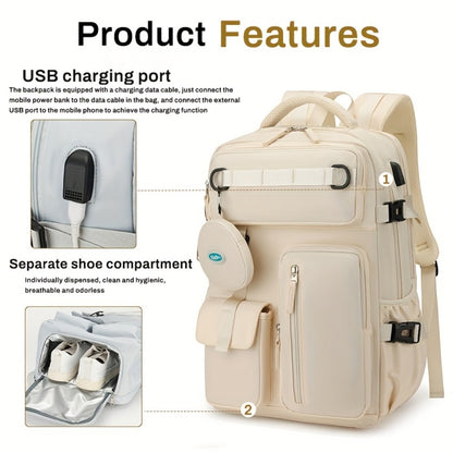 Backpack for Women – Nylon, Lightweight, Trolley Sleeve, for Travel & Work | Bag Vero – detail view 8