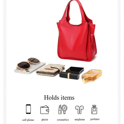 Women Vintage Tote Bag Large Red Handbag Shoulder Bag Zipper Closure Fixed Strap Heavy Duty Travel Shopping Purse