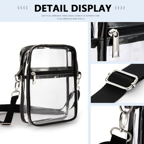 Transparent Crossbody Bag Suitable for Concerts & Sports Events - Stadium Approved Handbag with Adjustable Strap, Front Zipper Pocket, Easy-to-Clean Design - Unisex for Men & Women, Suitable for Concerts, Games, Daily Use