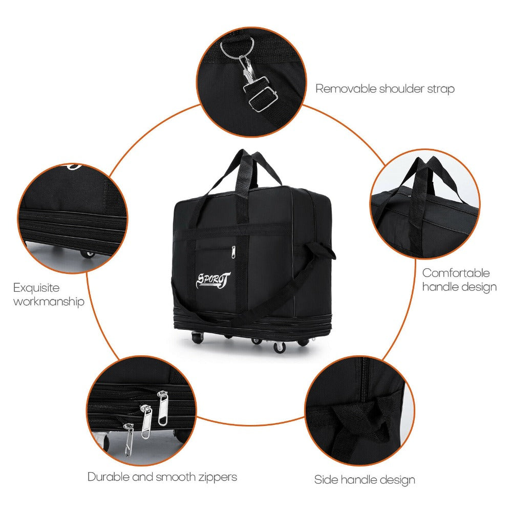 32'' Expandable Rolling Wheeled Duffle Bag Spinner Suitcase Foldable Luggage Expandable Black Blue Green Lattice