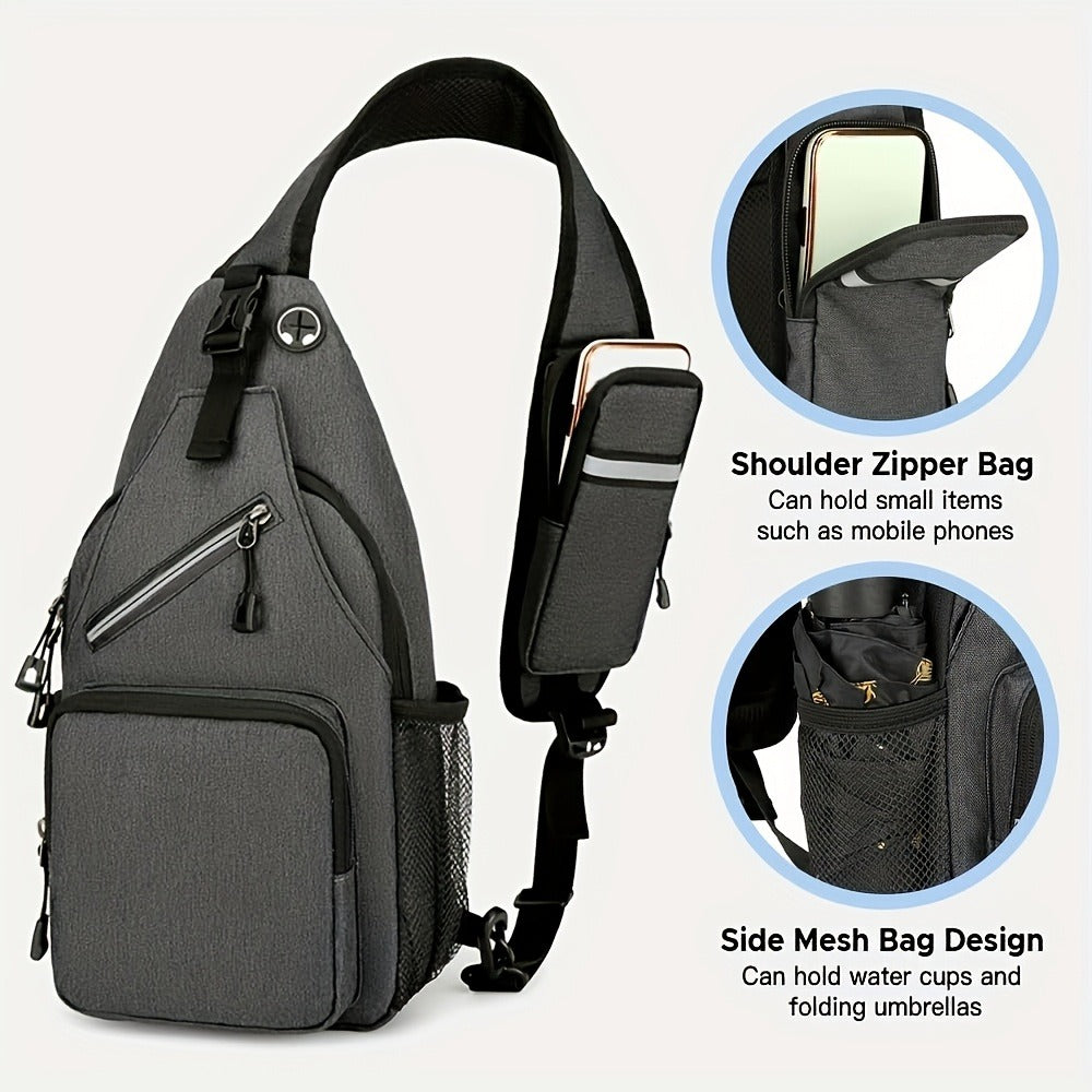 Lightweight Crossbody Sling Backpack for Women & Men - Large Capacity Chest Bag with Multi-Compartment, Adjustable Strap, Hands-Free Diagonal Pack for Hiking, Travel, Commuting - Casual Daypack ()