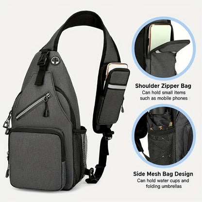 Lightweight Crossbody Sling Backpack for Women & Men - Large Capacity Chest Bag with Multi-Compartment, Adjustable Strap, Hands-Free Diagonal Pack for Hiking, Travel, Commuting - Casual Daypack ()