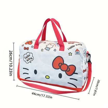 Sanrio KT Cat Stroller Travel Bag Storage Cosmetic Bag Two-Piece Kurumi Hand-Held Short-Distance Luggage Bag Large Capacity Gym Bag