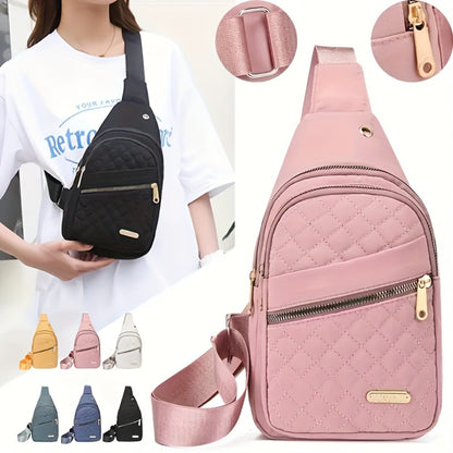 Introducing a New Women'S Fashion Chest Bag, Which Can Also Be Used As a Shoulder Or Messenger Bag. It Features a Diamond Pattern, an Adjustable Shoulder Strap, And a Zipper Design. This Bag Is Perfect for Convenient Travel