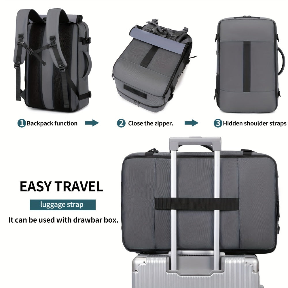Men'S Duffel Bag Hiking Backpack, Large Capacity Laptop Backpack, Business, Work, Gym, Weekend Bag, Daily Commute with Shoe Compartment And USB Charging Port